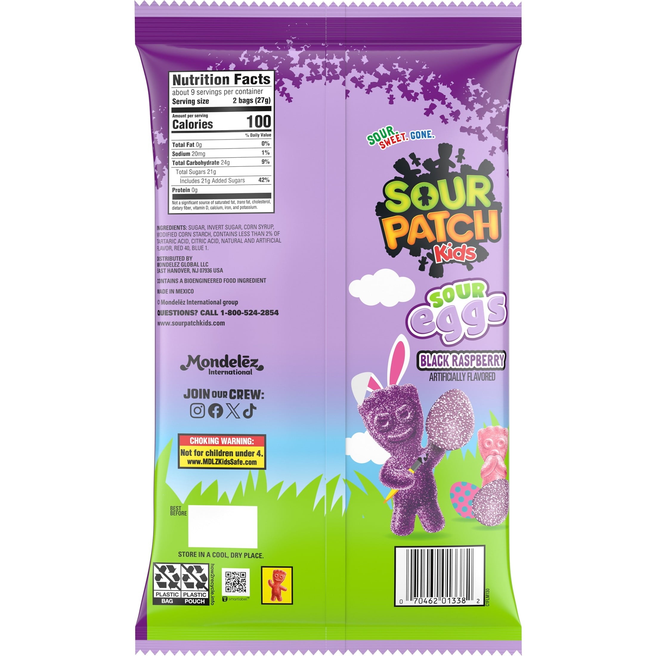 SOUR PATCH KIDS Sour Eggs Soft & Chewy Easter Candy, 18 Snack Packs