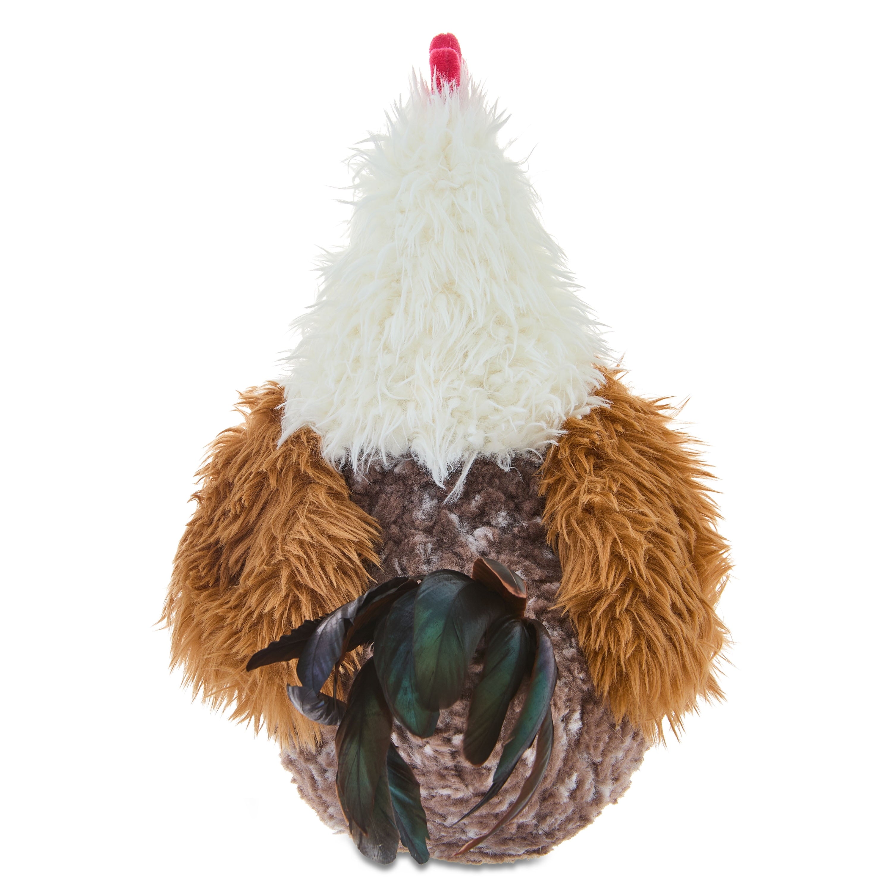Large Shaggy Rooster Plush, Brown/White/Red, 17", Easter by Way To Celebrate
