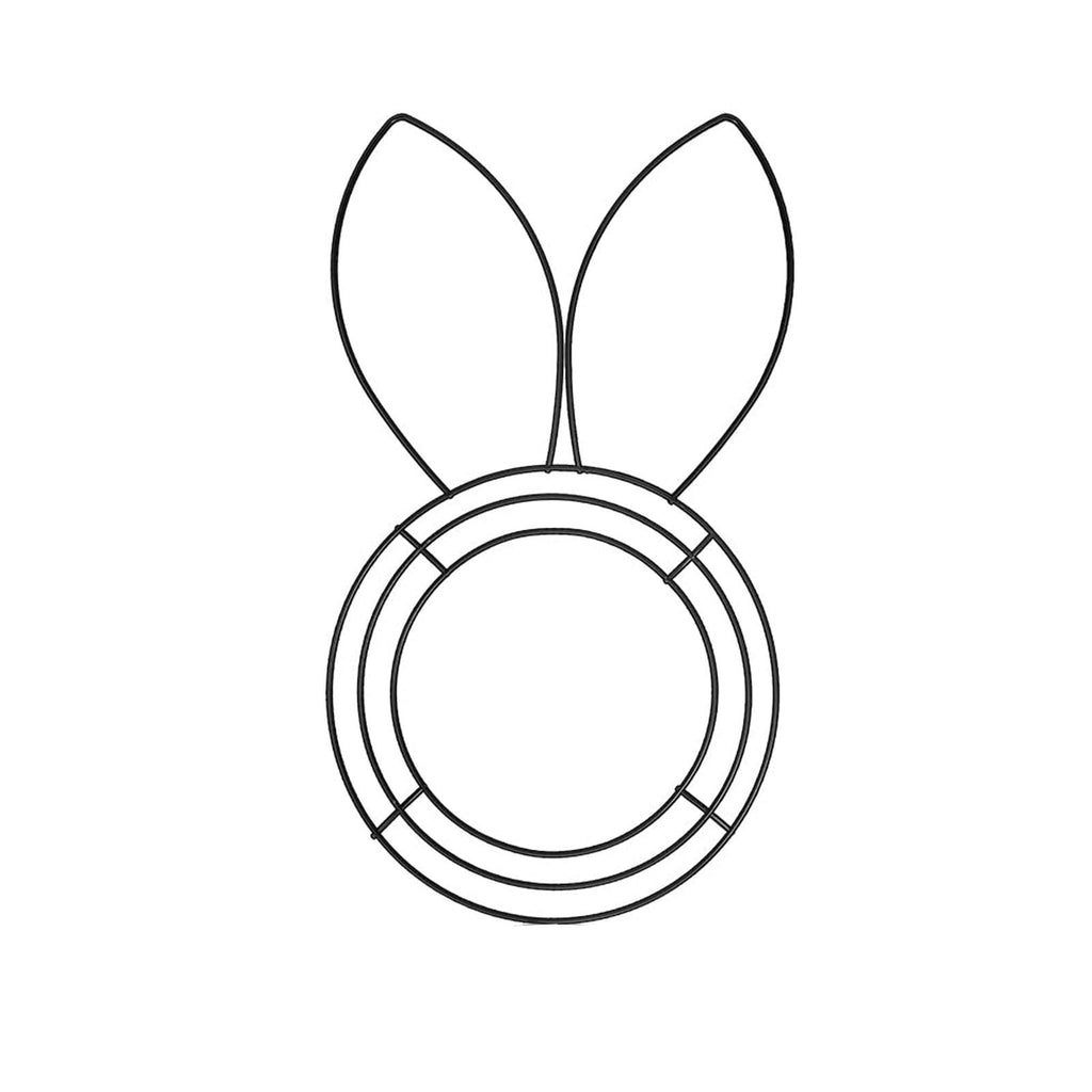 KUAZOU Bunny Wreath,Earmouse Supply Floral Garden Easter Bunny Head Shaped Wire Wreath Form - 16.5 Inches