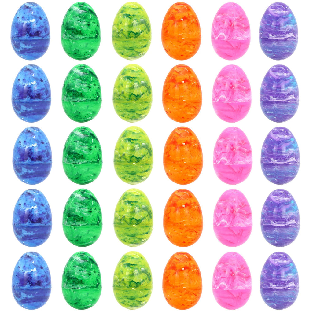 Joyfy 30 Pcs Plastic Easter Eggs,Iridescent Printed Empty 3.15" Tall for Easter Egg Hunt, Basket Stuffers Fillers, Classroom Prize Supplies, Filling Treats and Party Favor