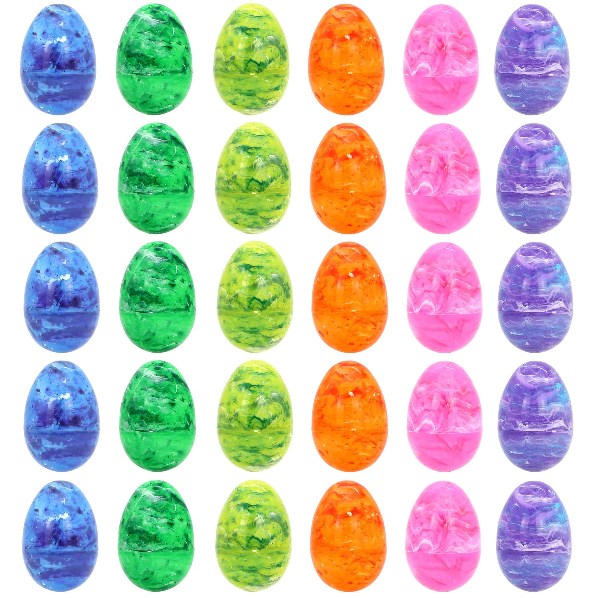 Joyfy 30 Pcs Plastic Easter Eggs,Iridescent Printed Empty 3.15" Tall for Easter Egg Hunt, Basket Stuffers Fillers, Classroom Prize Supplies, Filling Treats and Party Favor