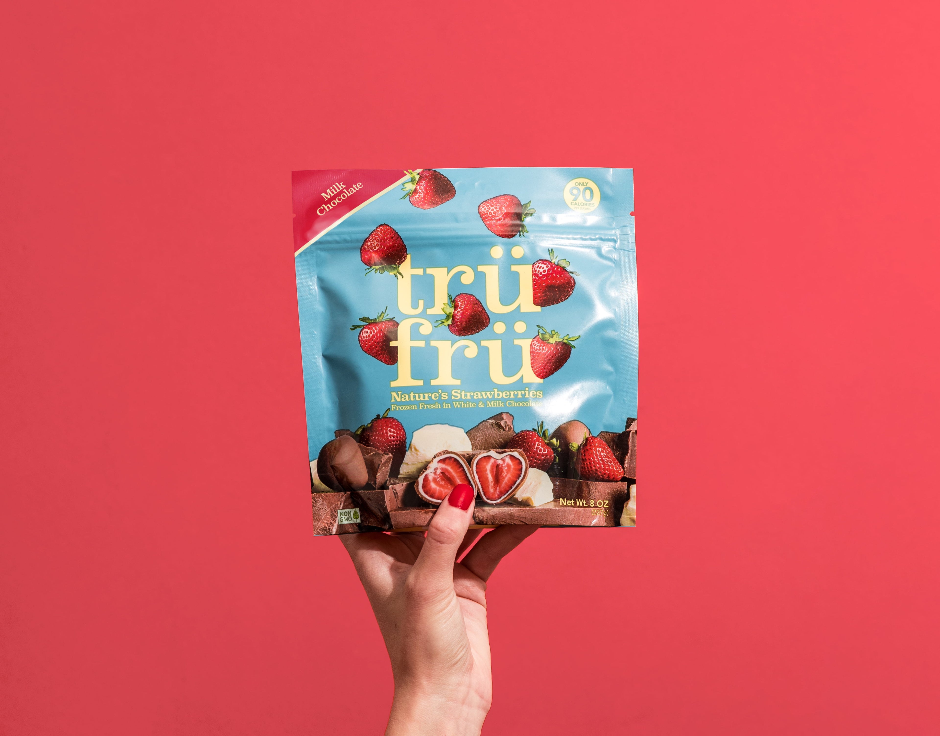 Tru Fru Frozen Strawberries in Milk & White Chocolate, 8oz