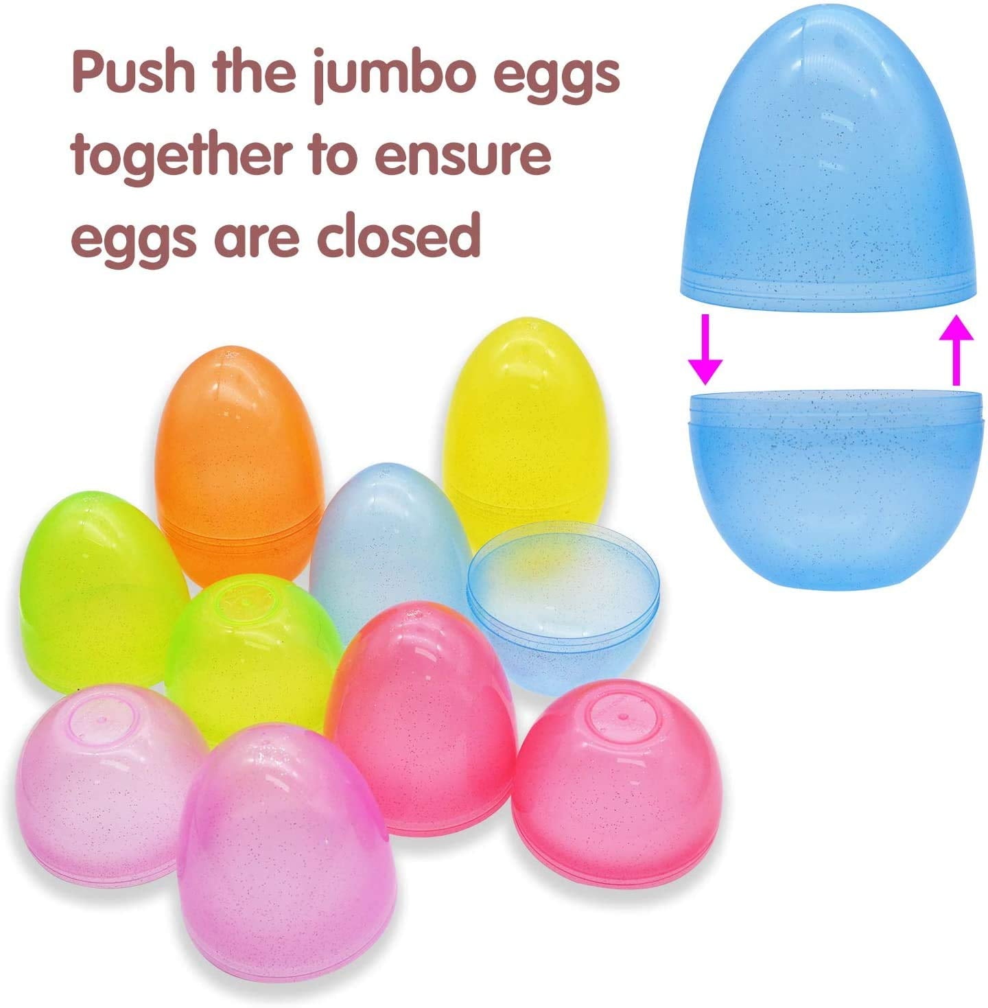 6 Pcs Jumbo Size Easter Eggs and 6Pcs/Set Ninja Pvc Action Figure Toys - Perfect for Easter Eggs Hunting Events, Basket, Goodie Bag, and More!