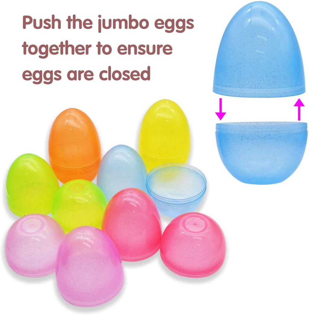6 Pieces Jumbo Size Easter Eggs and 6 Pcs Metal Hedgehoge Figure - Perfect for Basket Stuffers, Easter Egg Fillers, Party Favors, Goodie Bag Fillers, Pinata Toys and More