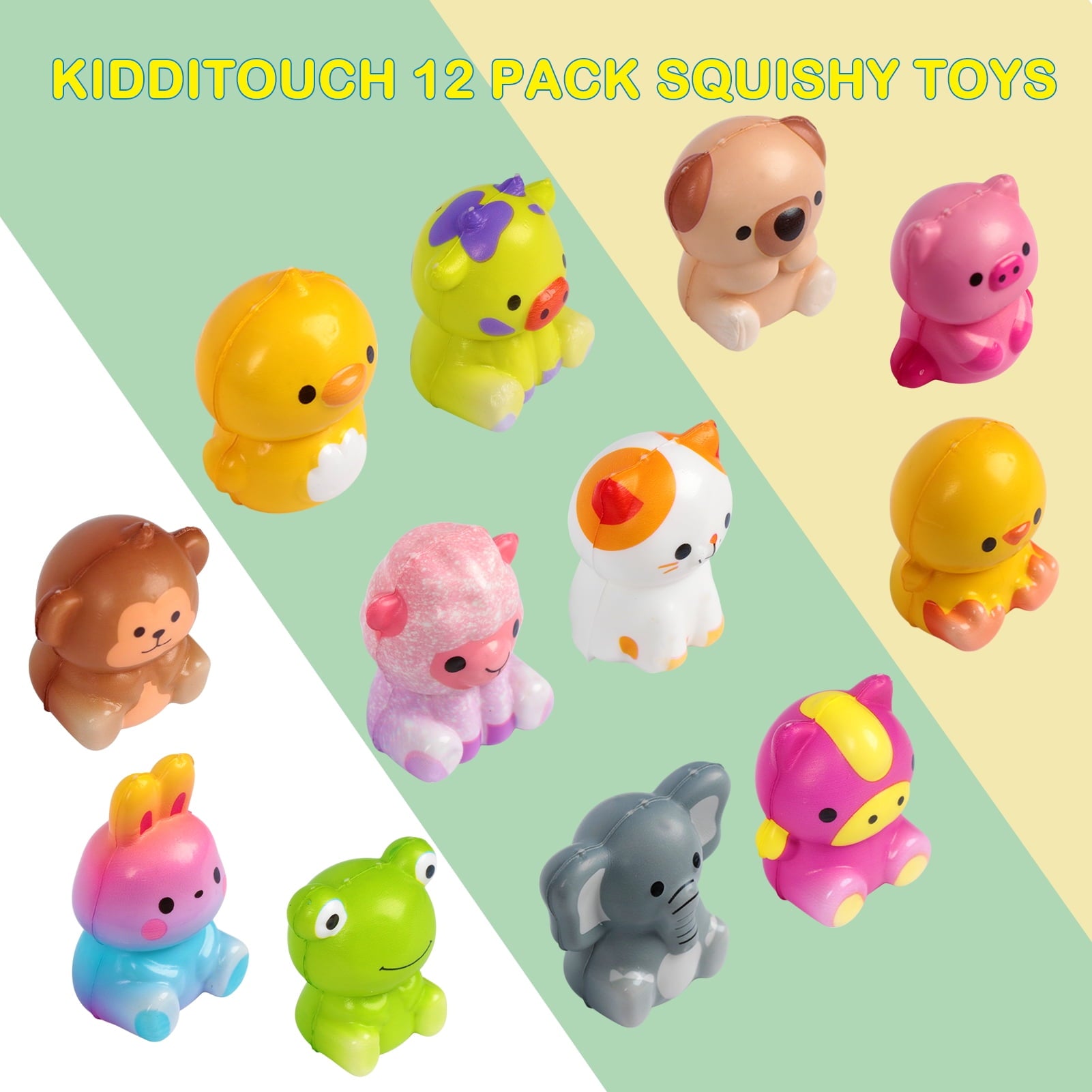 KiddiTouch 12 Pack Prefilled Easter Eggs Squishy Toys for Basket Stuffers, Slow Rising Stress Squishies for Goodie Bag Stuffer for Kids Birthday