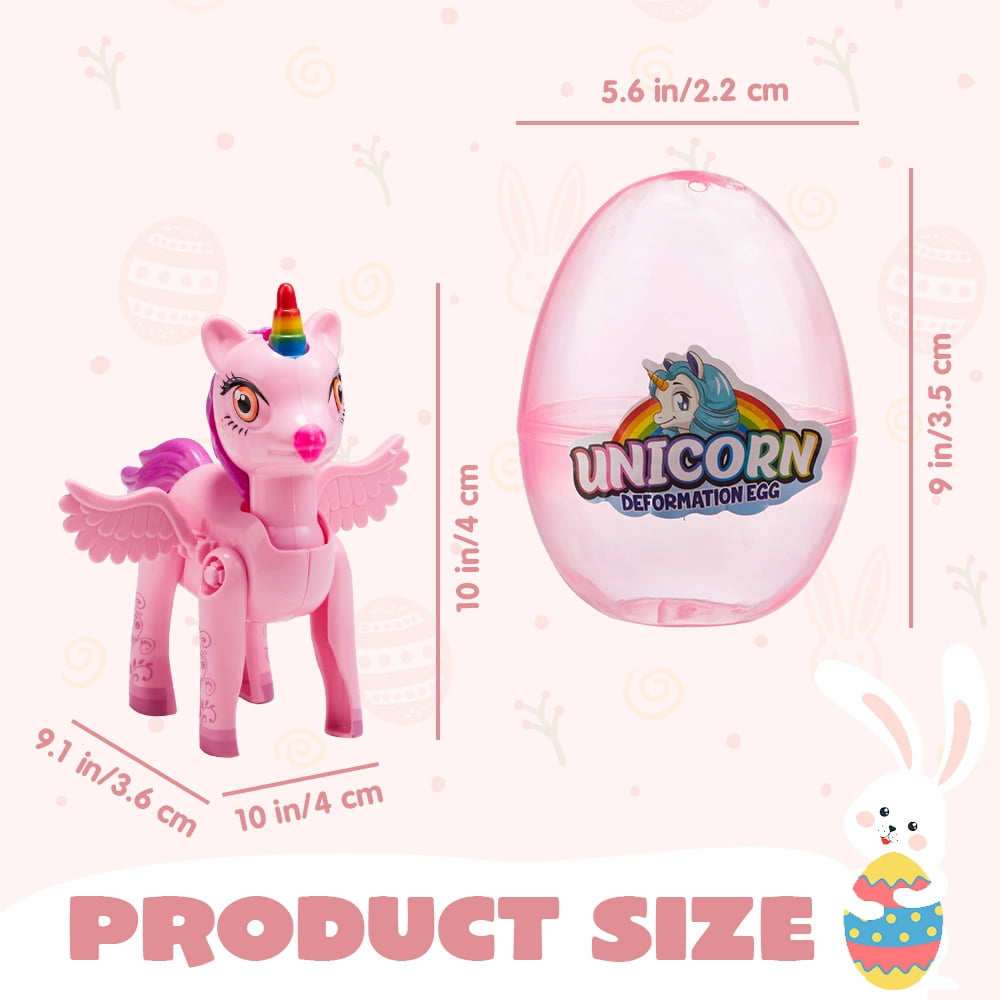 Joyfy 8 Pcs Prefilled Easter Egg with Unicorn Deformation Toys,3.5" Easter Exchange Toy for Girls Toddlers Kids,Classroom Prize Supplies,Birthday Gifts