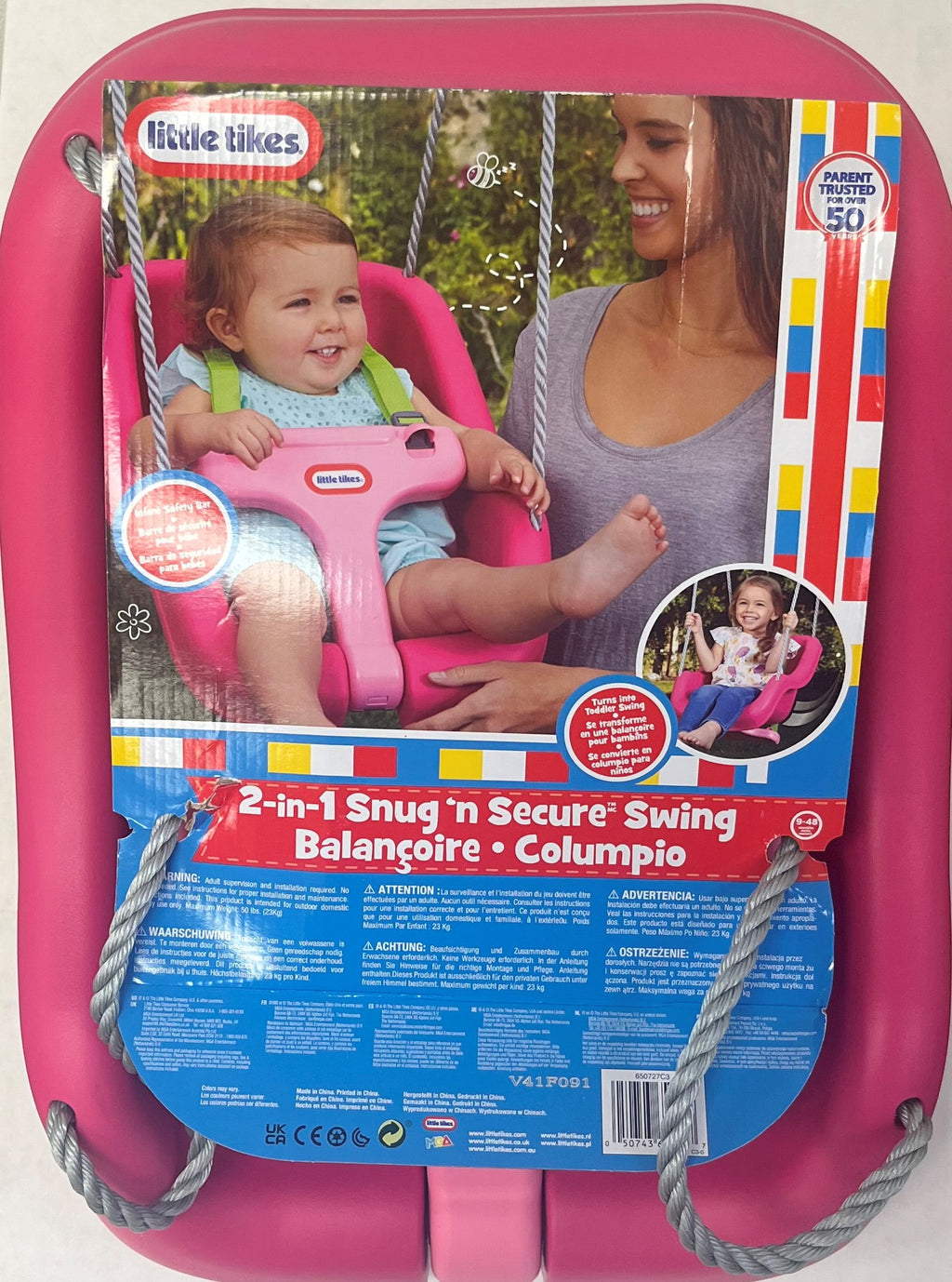 Little Tikes 2-in-1 Snug and Secure Swing, High Back Swing, Magenta