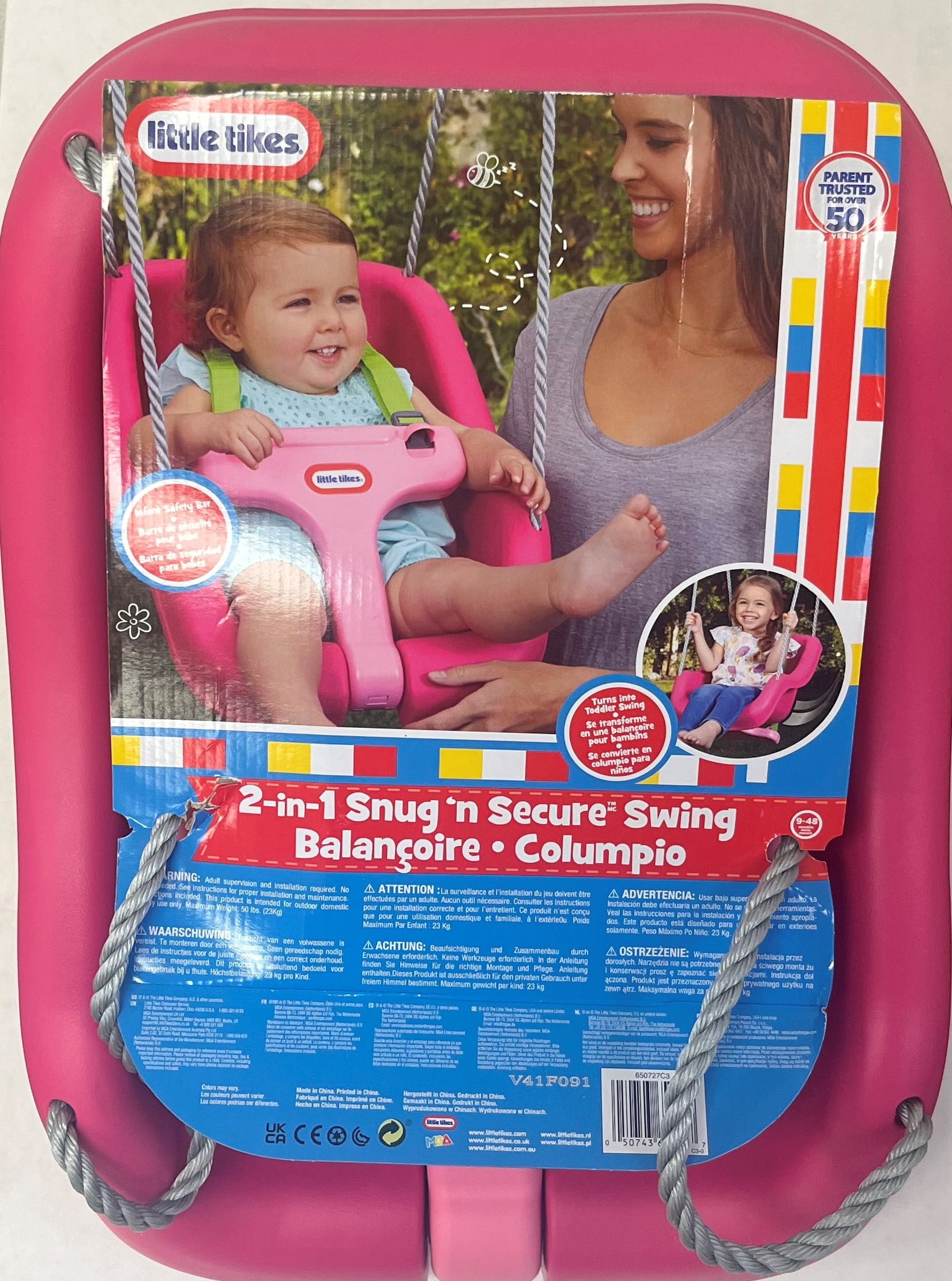 Little Tikes 2-in-1 Snug and Secure Swing, High Back Swing, Magenta