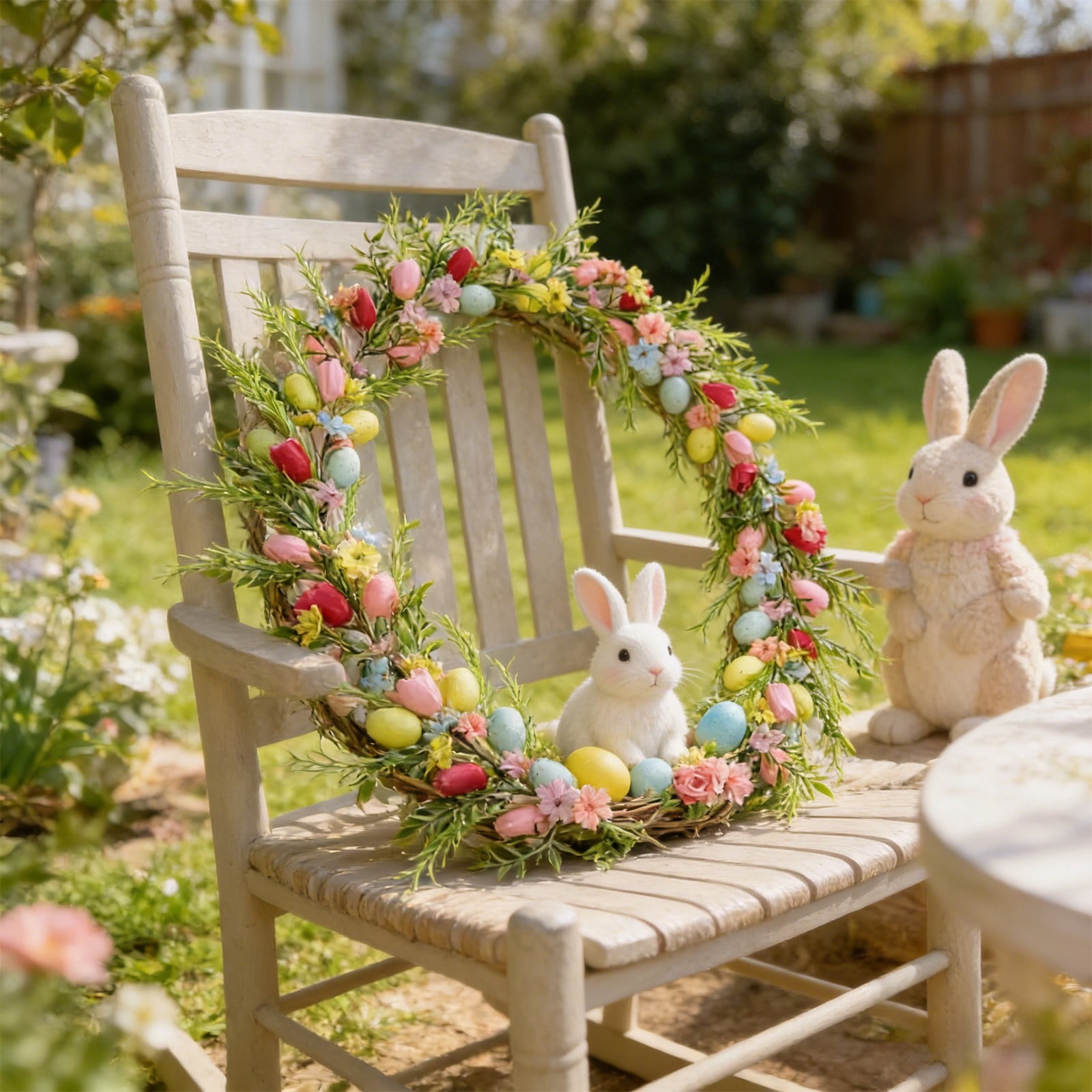 Sruoe Easter Wreath Spring Vine Garland with Faux Eggs, 75-Inch Artificial Spring Vine Decor, Easter Garland for Mantle Door Wall Patio, Easter Decorations for Indoor Outdoor Holiday Decoration