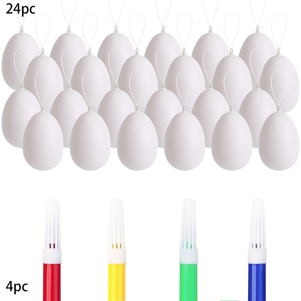 Vggrvlo 24PCS DIY Easter Eggs with 4 Pens Paper Mache Easter Eggs Craft Eggs for Easter DIY Craft for Party Ornaments Egg Hunt 3.2"