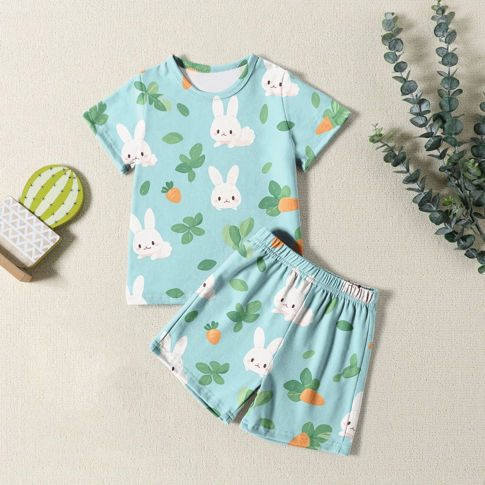 Toddler Baby Boy Summer Outfit two Pieces Easter Graphic Short Sleeve Top Cute Clothes for Kids Boys Girls 3-4 Years