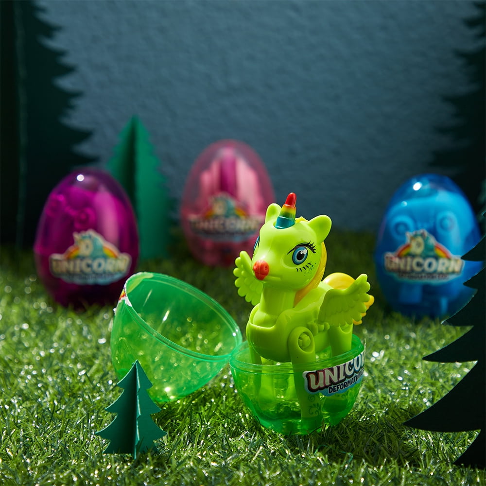 Joyfy 8 Pcs Prefilled Easter Egg with Unicorn Deformation Toys,3.5" Easter Exchange Toy for Girls Toddlers Kids,Classroom Prize Supplies,Birthday Gifts