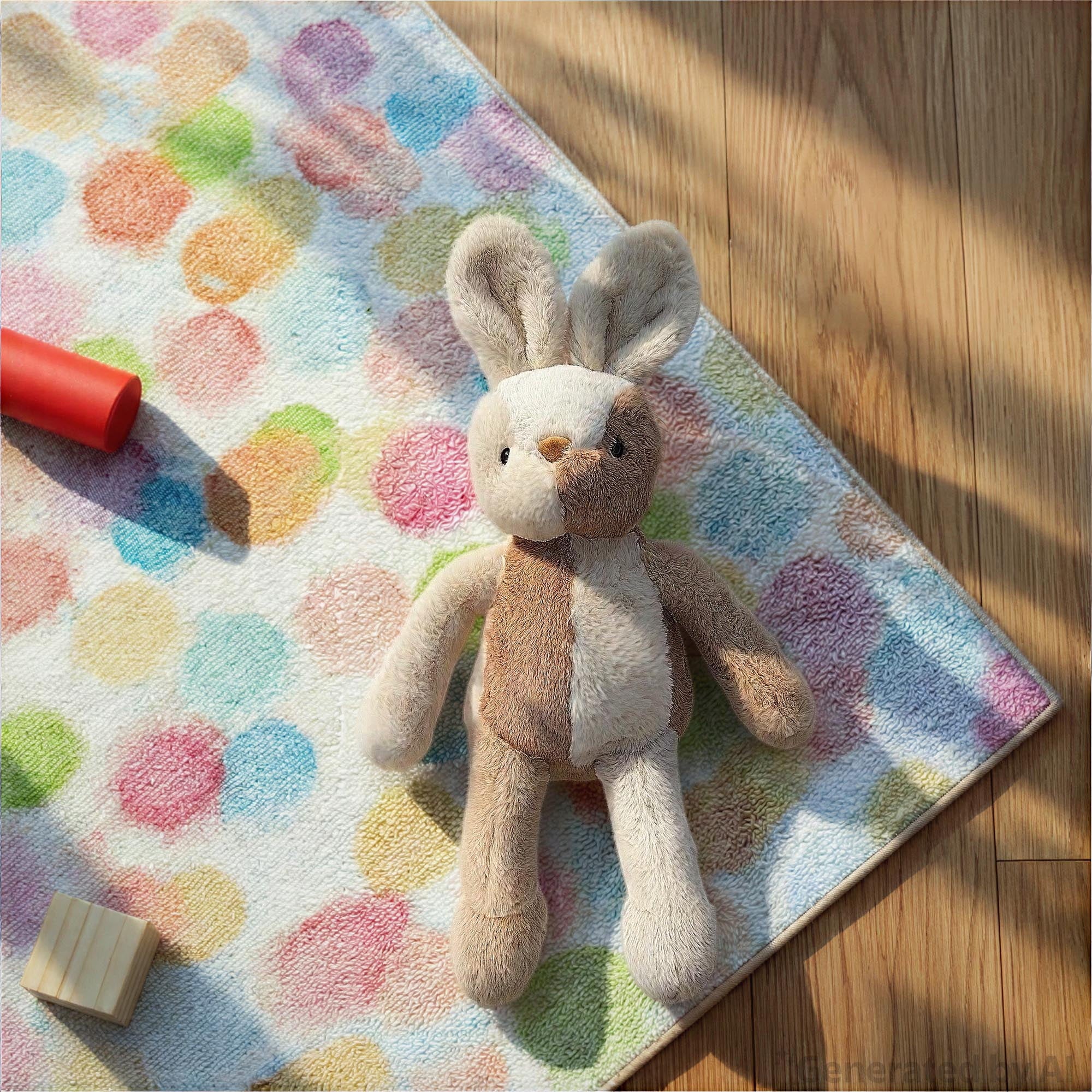 Large Color Block Bunny Plush, Tan Multicolor, 23", Easter by Way To Celebrate