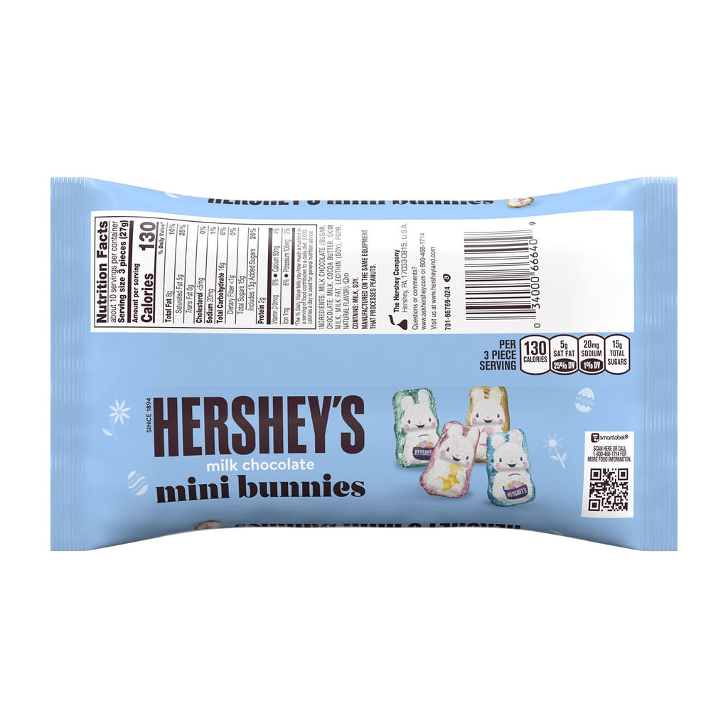 Hershey`s Milk Chocolate Mini Bunnies, Easter Candy Bag, 9.1 oz