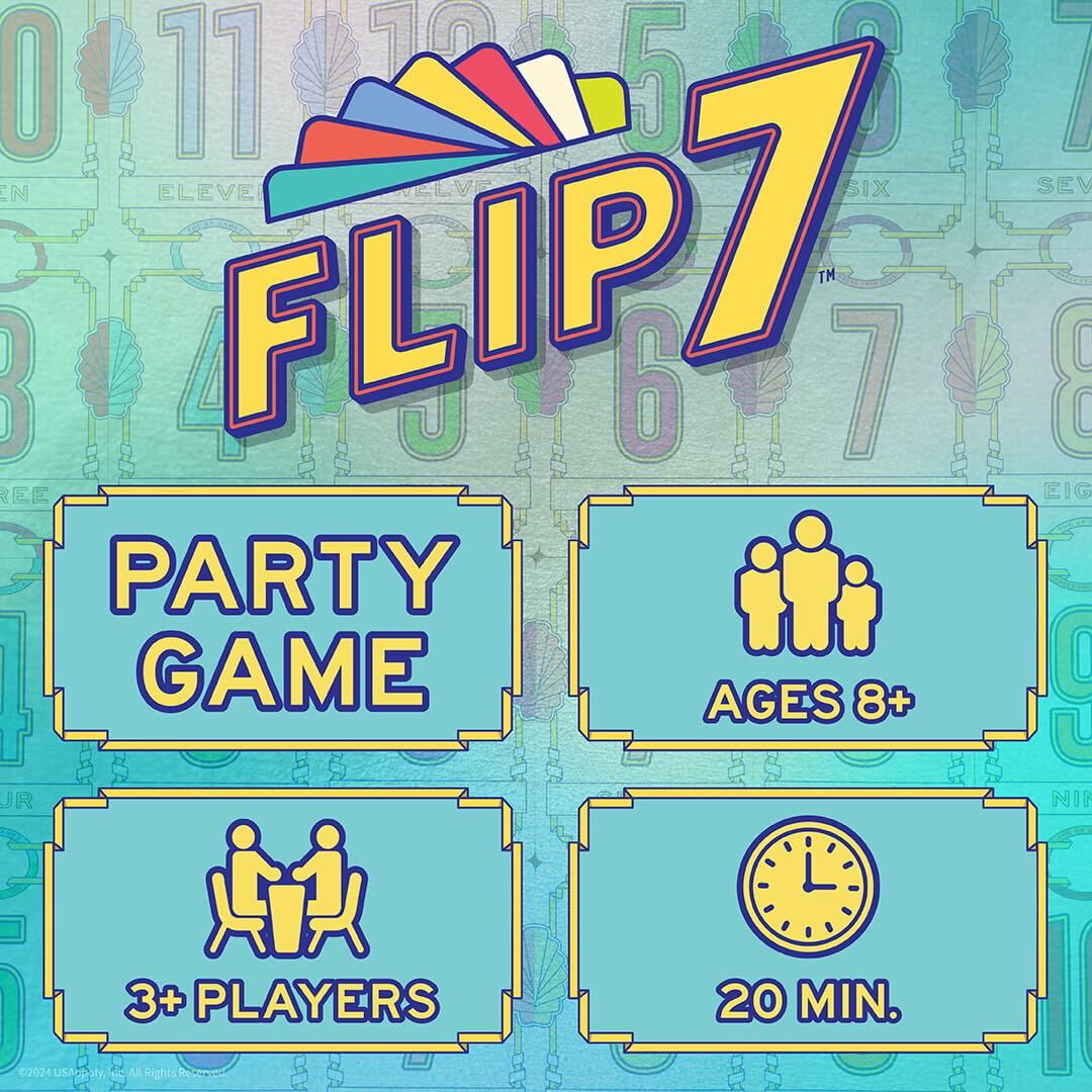 Flip 7, The Ultimate Blend of Press Your Luck and Strategy, Fast-Paced Addictive Card Game, Quick to Learn and Easy to Teach, Perfect for Game Nights, 3+ Players, Ages 8 & Up, by USAopoly