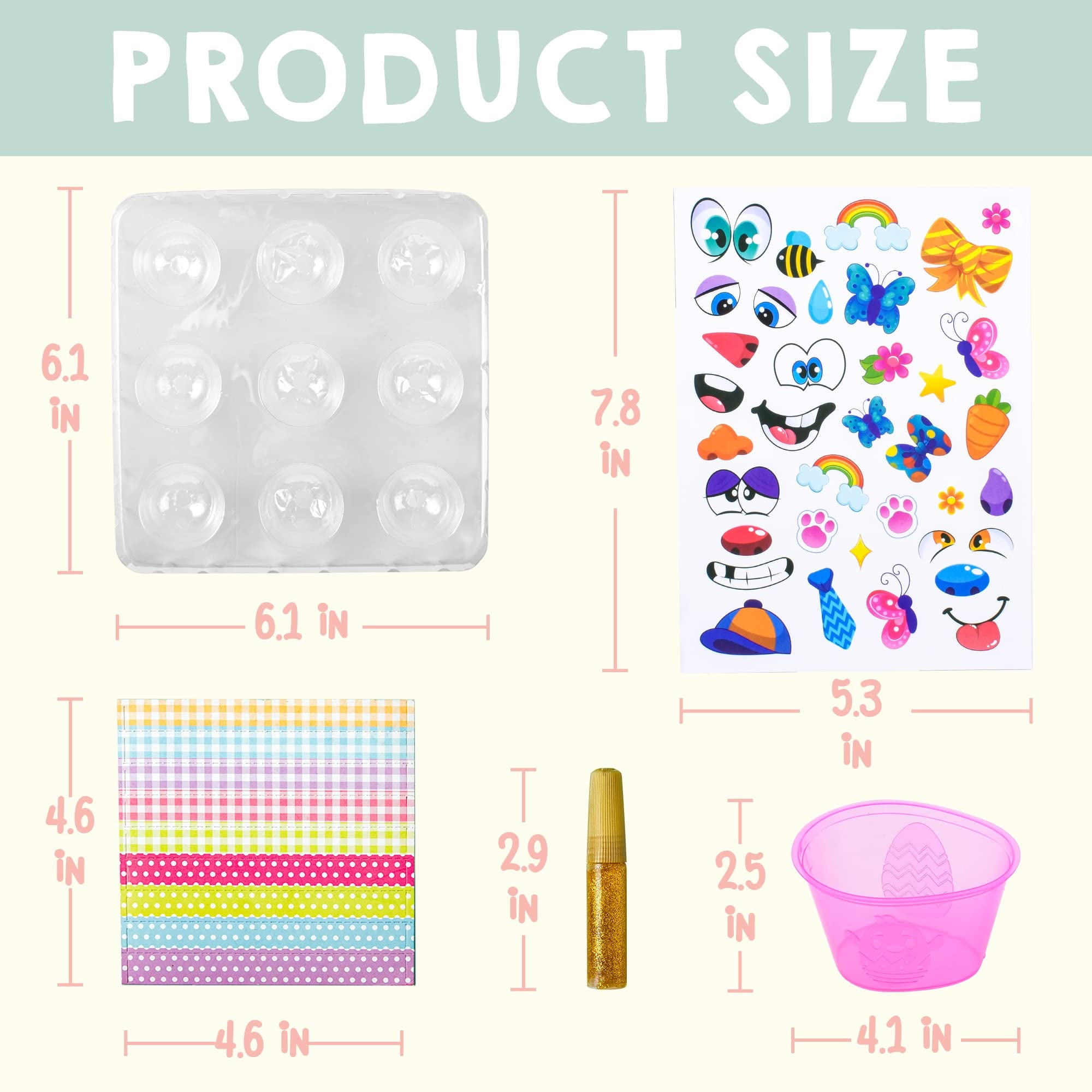 Joyfy 42Pcs Easter Egg Dye Kit,DIY Easter Egg Decorating Craft Kit with Egg Tray,Egg Stands,Easter Stickers for Kids,Easter Egg Coloring,Home School Class Egg Crafts