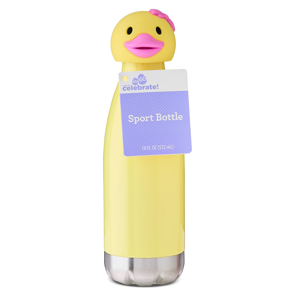 Plastic Duck Sport Bottle, Yellow, 18 fl oz, Easter by Way To Celebrate