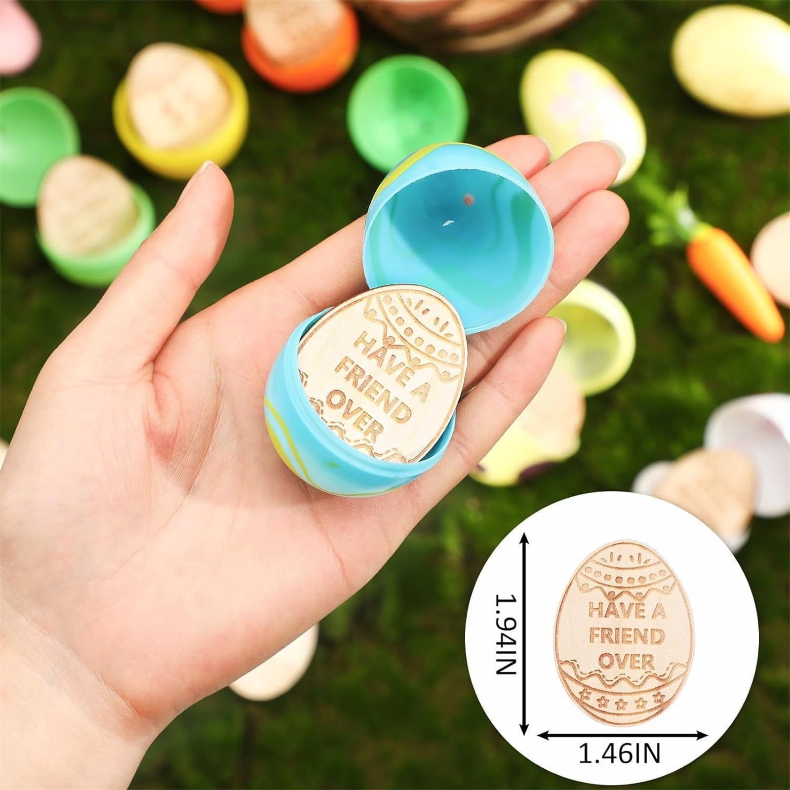 Linnome Easter Wooden Egg Filler 27-Piece Set Colorful Painted Egg for Party Favor Spring Holiday Gathering Gift Accessory