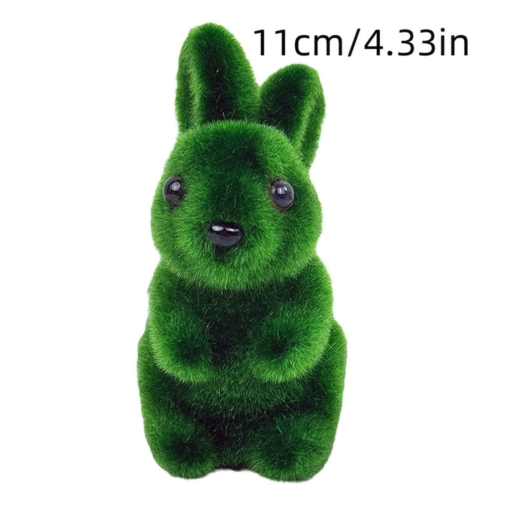 Tyidzon Easter Bunny Figurines, Resin Moss Rabbit Statues Easter Decorations, Flocked Bunny Easter Ornaments for Home Spring Tabletop Outdoor, 4.3"