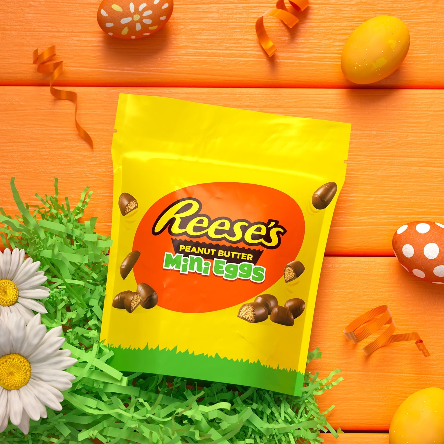 REESE'S Unwrapped Chocolate Peanut Butter Creme Mini Eggs, Easter Candy Bag, 7.6 oz